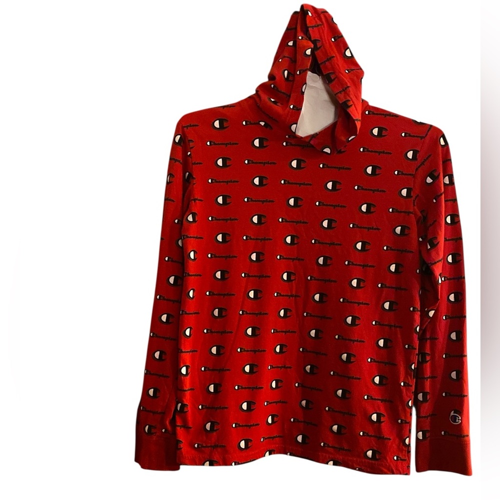 Champion Youth Boys XL Print Logo Pullover Hoodie Sweatshirt Red